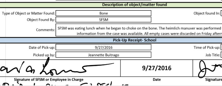 A segment of the incident report.