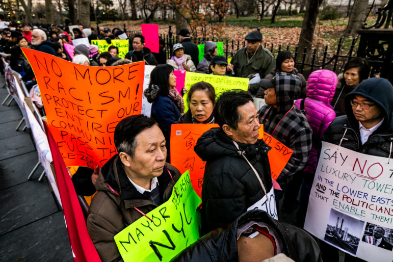 Protesters on Wednesday had harsh words for the mayor, and claimed their neighborhood was being denied the protections afforded to others.