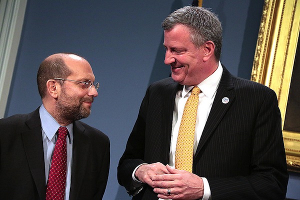 Mayor Bill de Blasio announces the appointment of Steve Banks as commissioner of the Human Resources Administration on Friday, February 28, 2014.