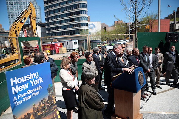 Mayor de Blasio unveils his housing plan.