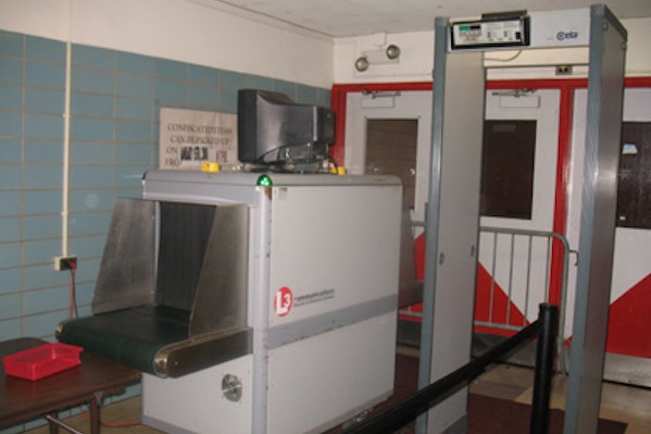 A metal detector at John F. Kennedy High School in the Bronx.