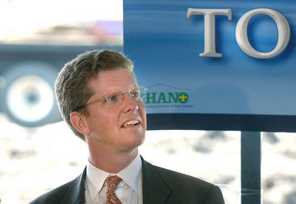 Housing and Urban Development Secretary Shaun Donovan in New Orleans at a public housing ground breaking.