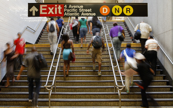 Rush hour at the Atlantic Avenue-Pacific Street station in Brooklyn. Service cuts and far hikes reflect deep structural flaws in how New York finances its transit that could pose serious challenges to the city's economic stature.