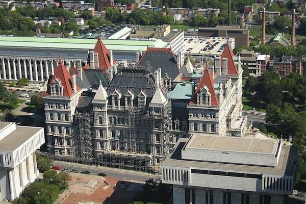 The New York State Capitol, where Mayor de Blasio's UPK plan was expected to get a modest state funeral, but where--in fact--it has been seem roaming the halls.