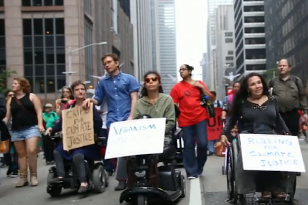 Some marched through Manhattan last week. Others rolled. Their message: As terrifying as climate-change induced superstorms are for everyone, they're that much more so when you depend on wheels to move or electricity to breathe.