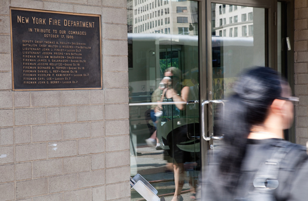 A plaque on 23rd Street memorializes the October 1966 fire that claimed 12 FDNY personnel. Until September 11, it was the worst loss of life in a single incident for the New York department.