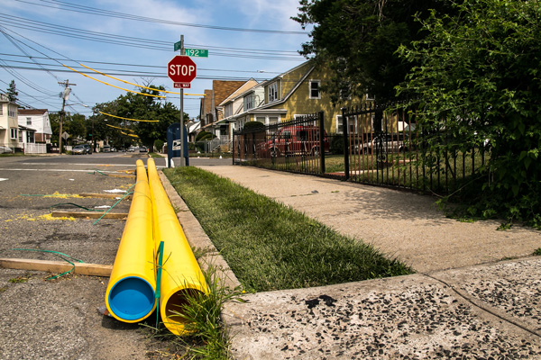 Looking East along 119th Avenue at 192nd Street in St. Albans, where work to fix existing stormwater infrastructure and install new equipment is making progress against a long-standing flooding problem.