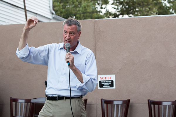 Mayor de Blasio seen during the campaign. He has three seats to fill on the board that approves hikes to stabilized rents in the city.