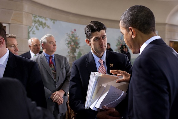 Rep. Paul Ryan, seen with President Obama, has targeted Food Stamp recipients who own cars.