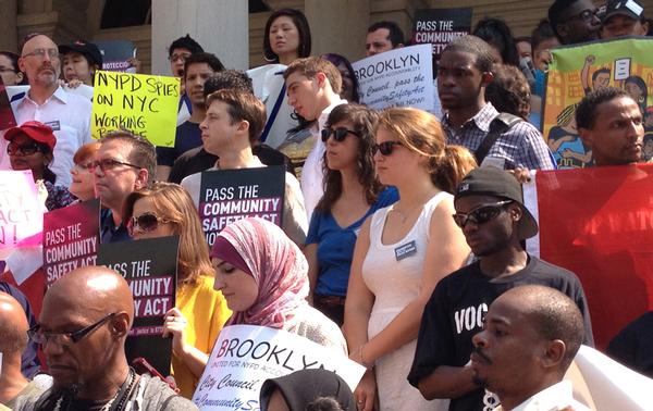 Supporters of the Community Safety Act rally at City Hall. The four-part bill has rallied a diverse coalition of backers.