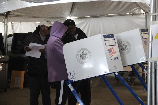 Voters casting ballots at PS 180 in Rockaway Park.