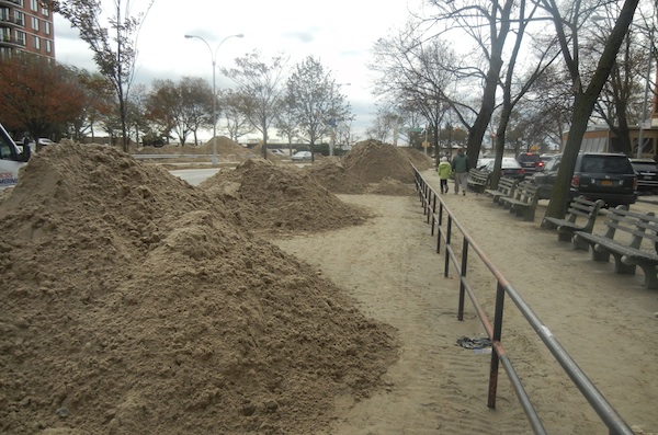 Part of the Coney Island Beach, relocated inland by Sandy.