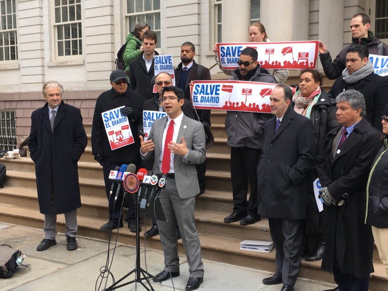 Council Member Menchaca at Wednesday's rally 