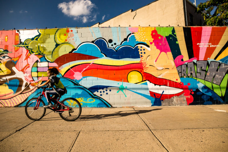 The Welling Court Mural Project near the Astoria waterfront, predates the demise of Five Pointz.