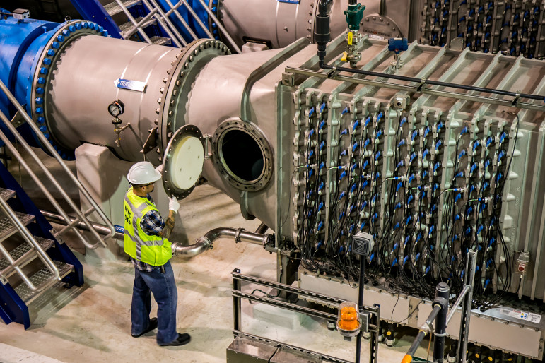 Inside the DEP's ultraviolet treatment facility, one of the complex and expensive mechanisms that helps deliver a billion gallons of water to the city each day.