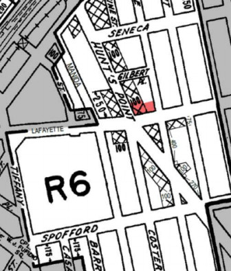 That red block on a Bronx zoning map is currently a parking lot but could become housing, according to a senior advocacy group.