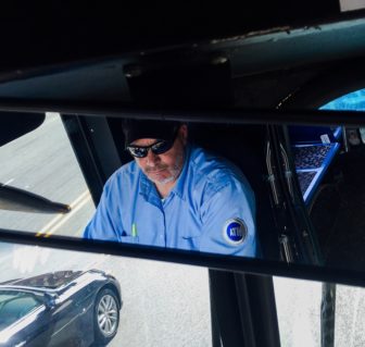 A bus driver, who says he has 12 years’ experience, traveling on the route Bx19 from the Concourse Village to Harlem.