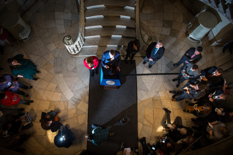 Speaker Mark-Viverito and Mayor de Blasio announce the plan to close Rikers.