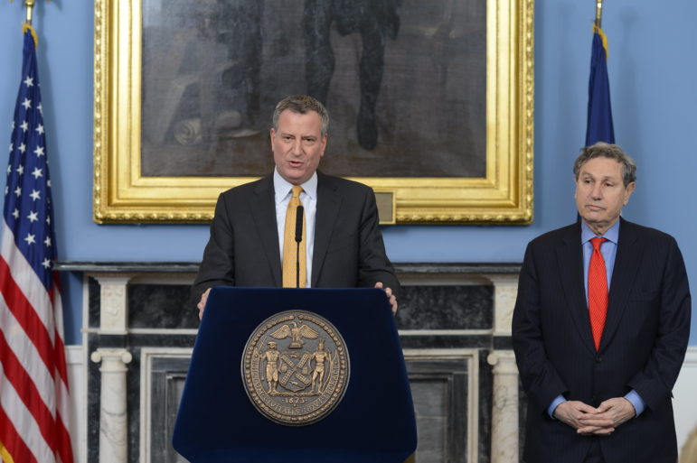 Mayor Bill de Blasio and Carl Weisbrod at City Hall