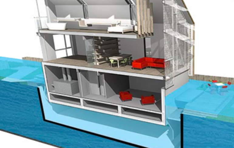 A floating home