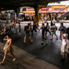 The intersection of Myrtle Avenue, Jefferson Street and Broadway