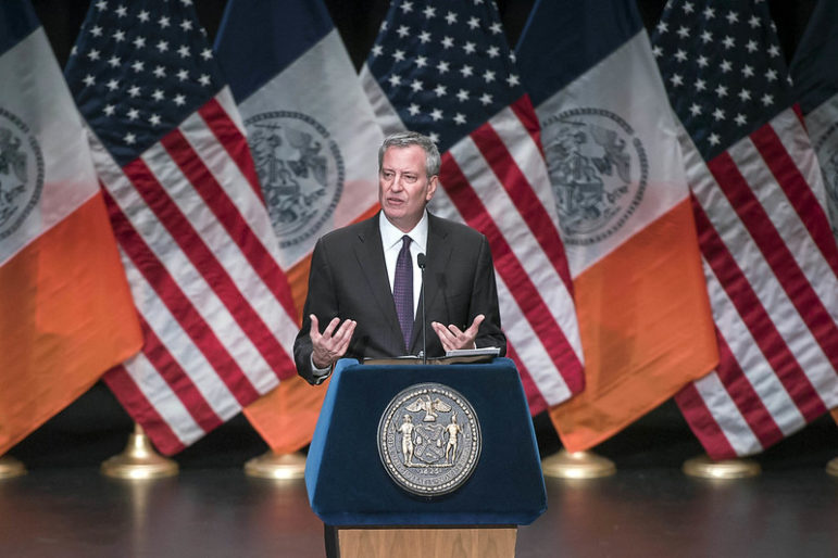 de Blasio flags