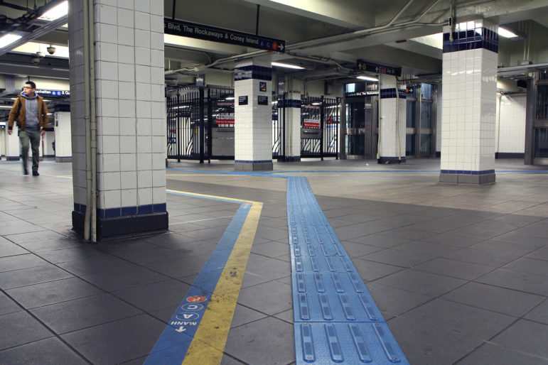 Tactile guide strips and colorful wayfinding strips