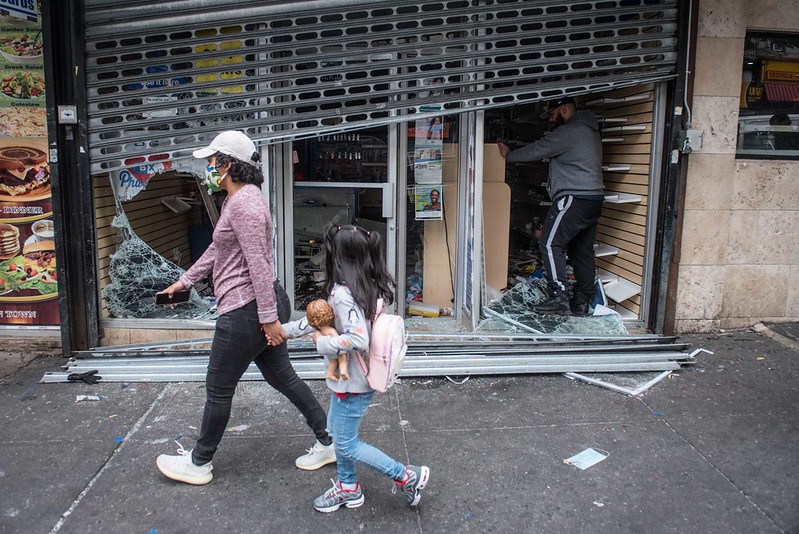 looting damage on Burnside Ave