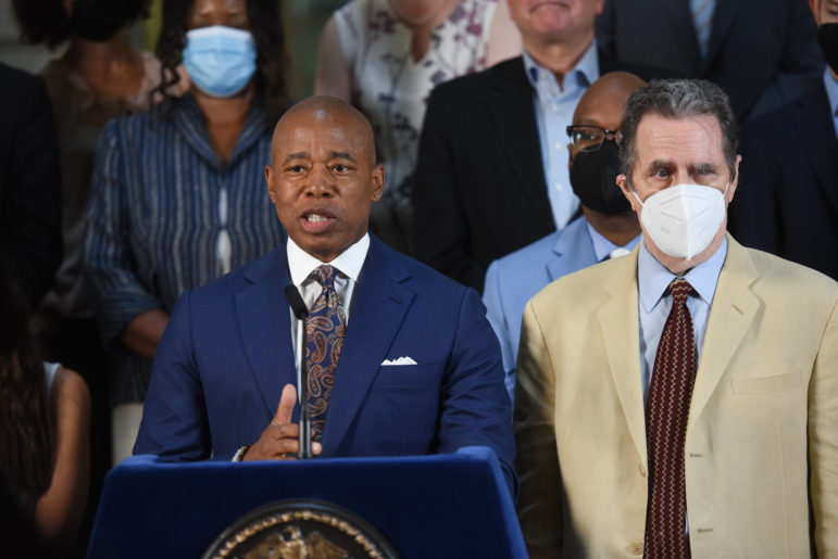 NYC Mayor Eric Adams at a press briefing 