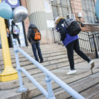 Students head into a school in New York City