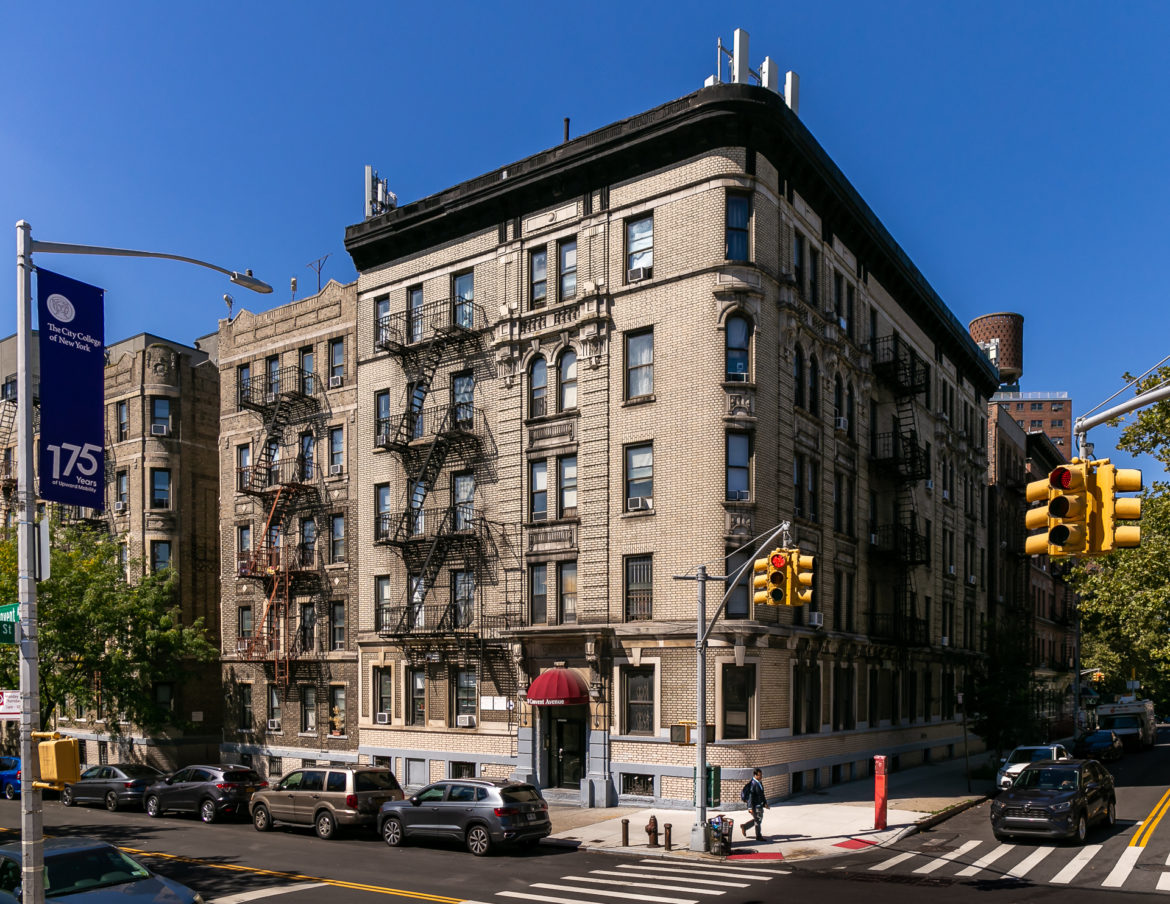 A building at 110 Convent Ave. in Harlem.