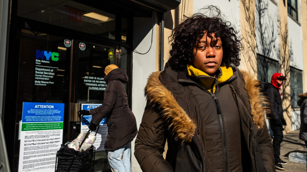 Tyler London outside HRA's walk-in benefits center at 1365 Jerome Ave.