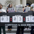 A rally to close the jails at Rikers Island